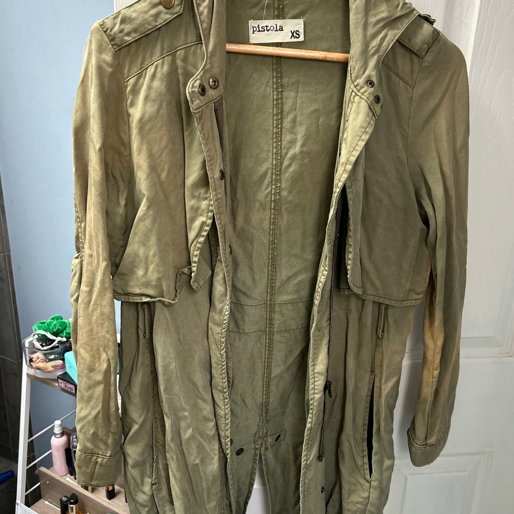 Pistola Olive Green Hooded Soft Tencel Jacket